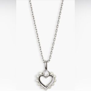 NEW! Kate Spade shining spade imitation pearl & crystal mini heart necklace